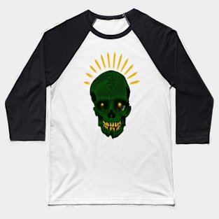 Green skull Baseball T-Shirt